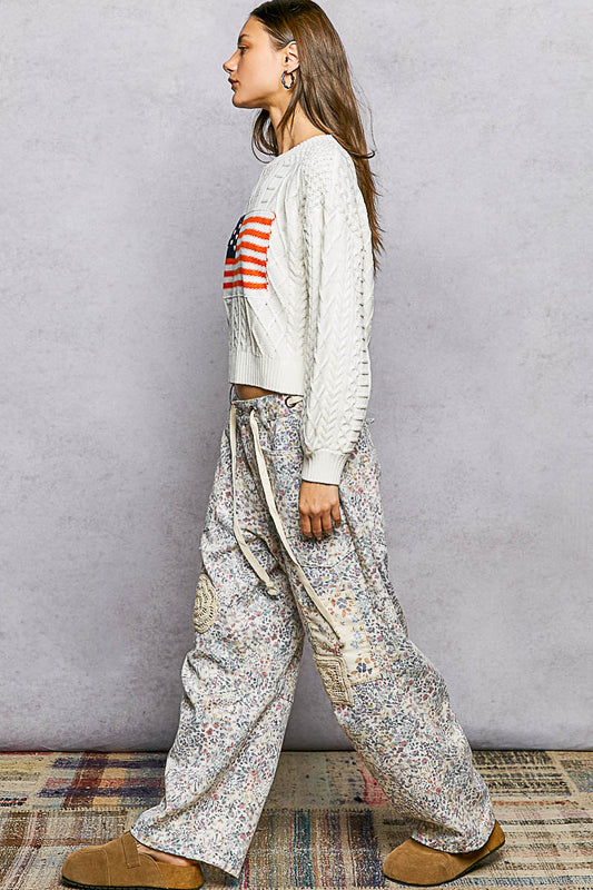 POL American Heart Cable Knit Sweater