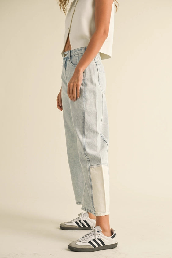 Combination Barrel Denim Pants