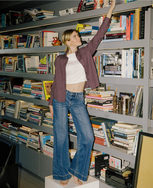 Flying Monkey High Rise Trouser Hem Extreme Wide Leg Jeans