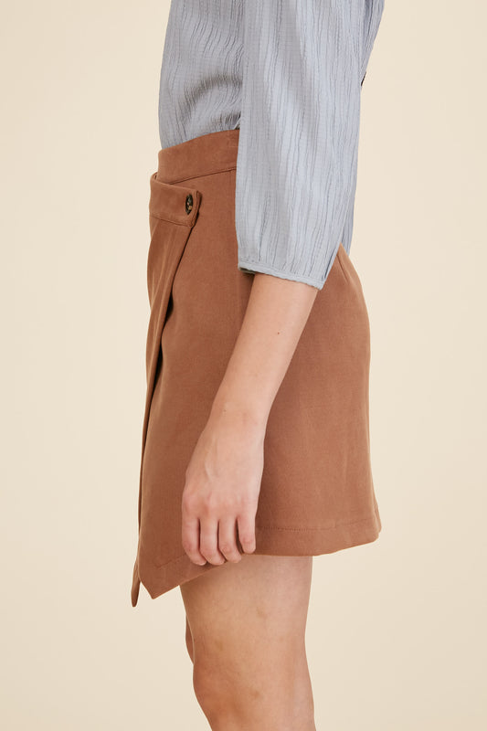 Twill Textured Stretch Wrap Skirt