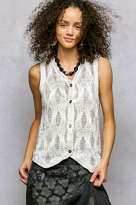 POL CrochetV-Neck Vest