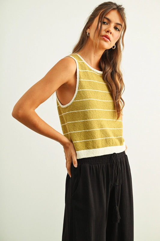 Wide Pinstriped Knitted Tank