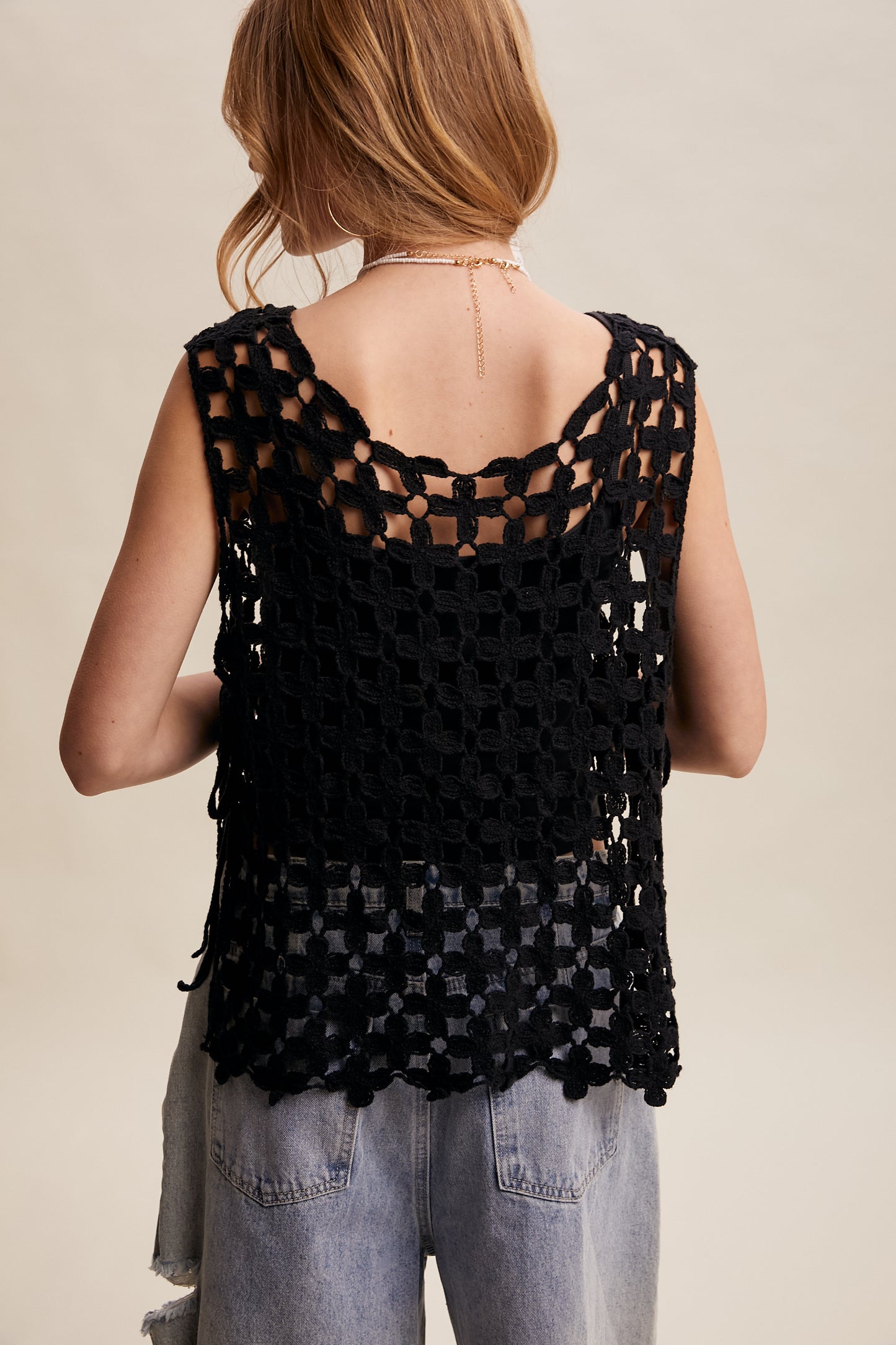 Flower Crochet Sleeveless Tank