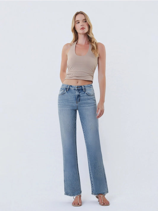 Flying Monkey Mid Rise Medium Wash Slim Wide Jeans