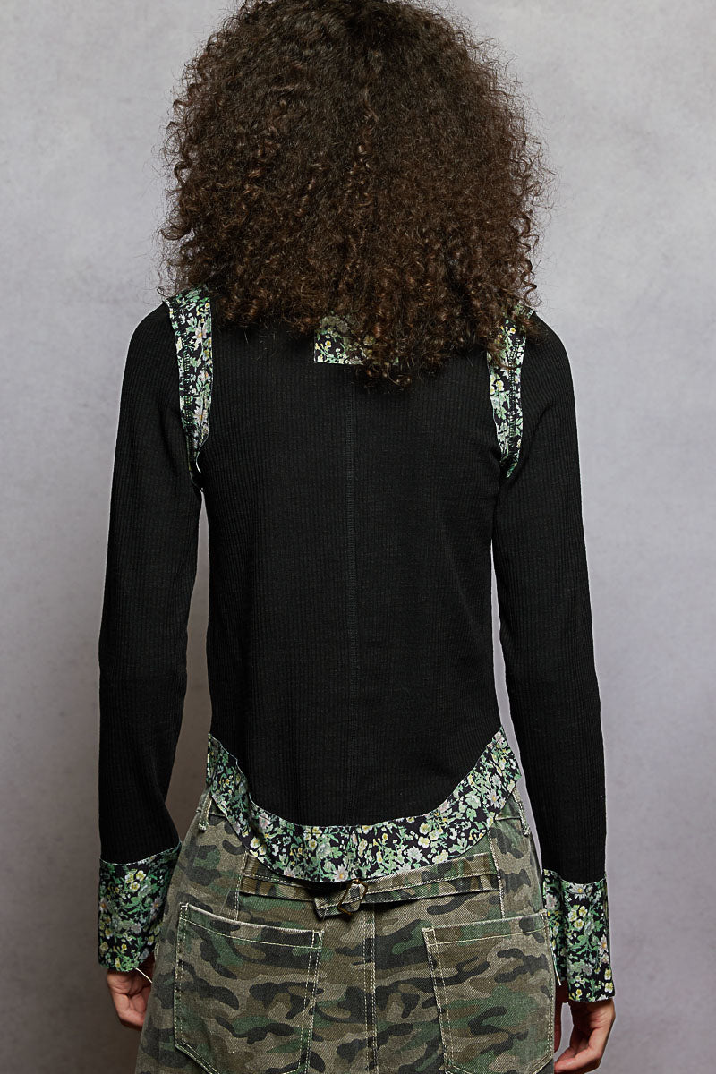 POL Floral Outseam Long Sleeve