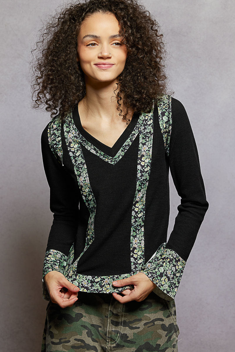 POL Floral Outseam Long Sleeve