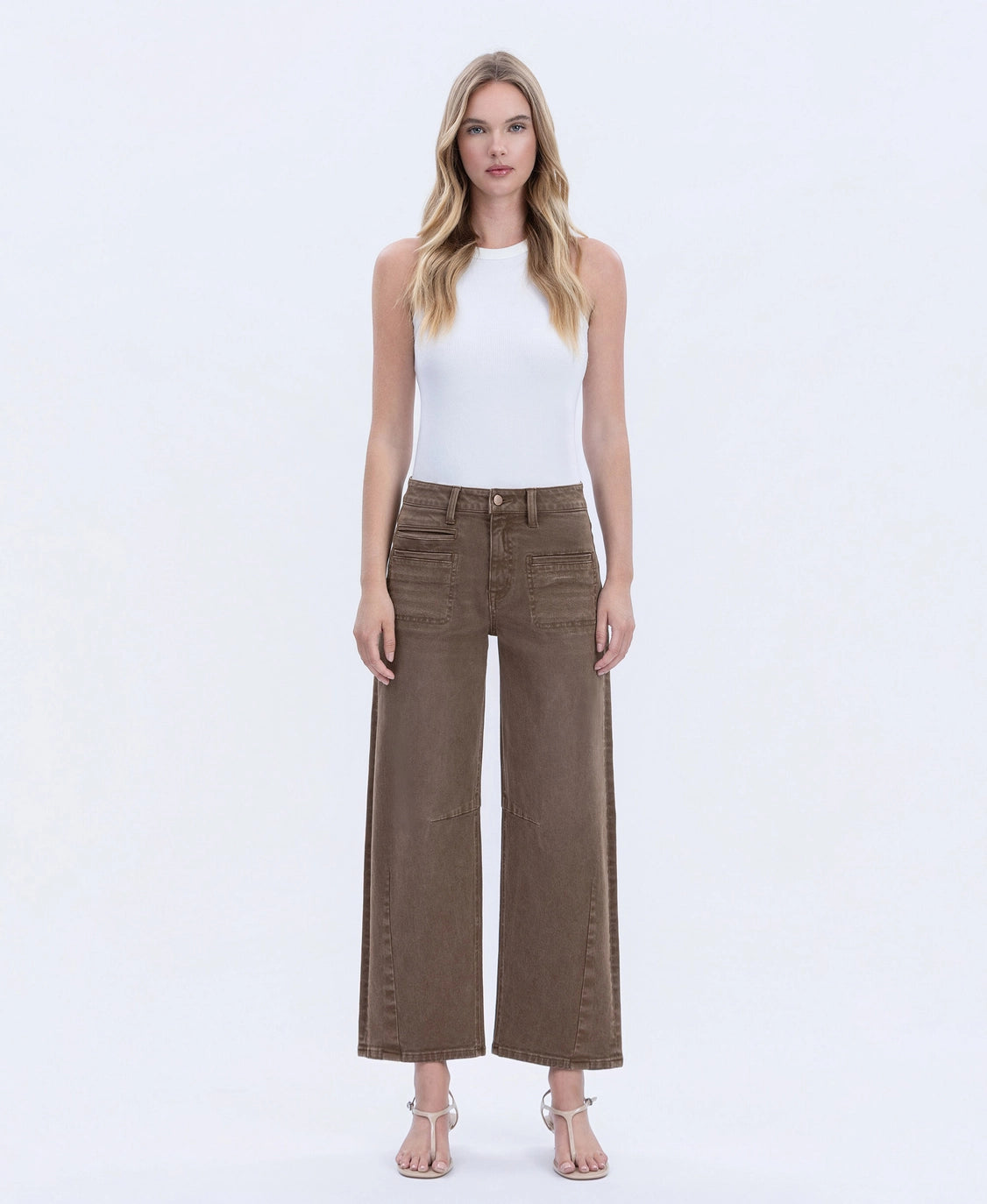 Flying Monkey Coffee High Rise Front Welt Pocket Detail Barrel Jeans