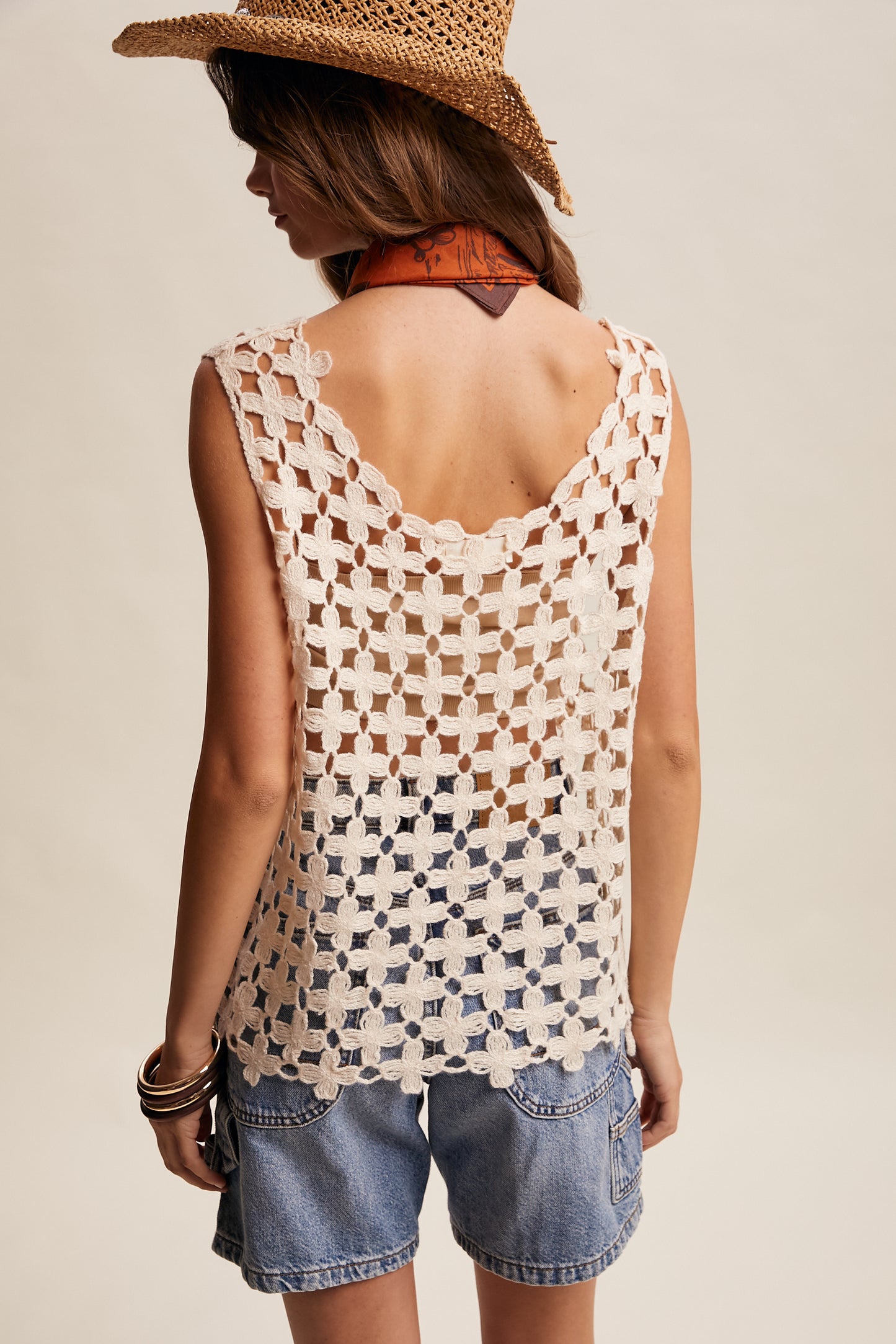 Flower Crochet Sleeveless Tank