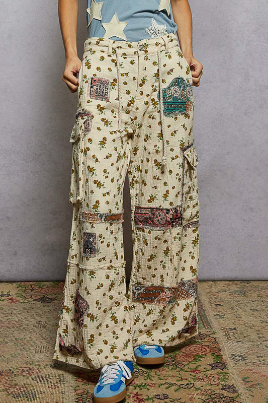 POL Floral Paisley Patch Pants