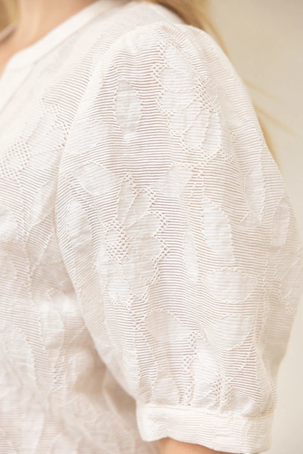 Cover Button Down Floral Textured Top
