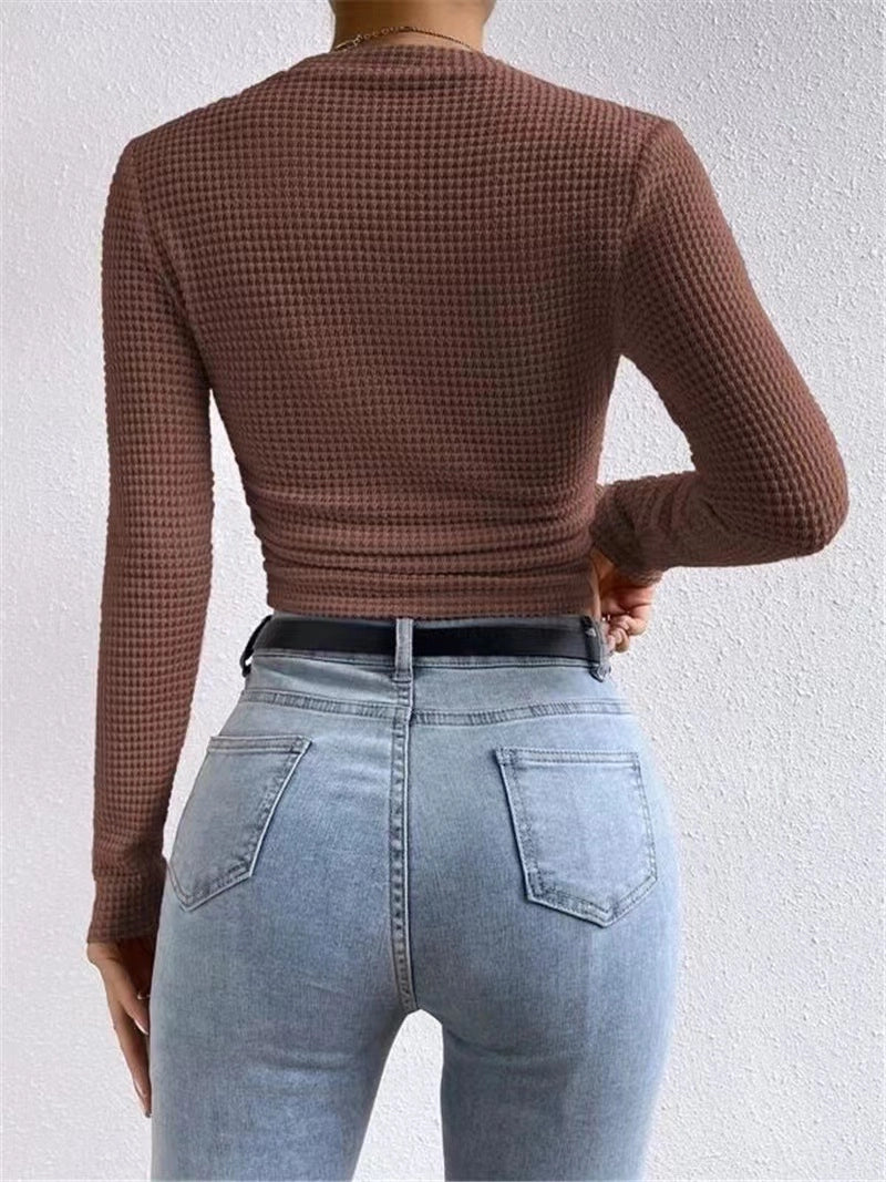 Waffle Fitted Long Sleeve Top