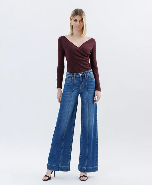 Flying Monkey High Rise Trouser Hem Extreme Wide Leg Jeans