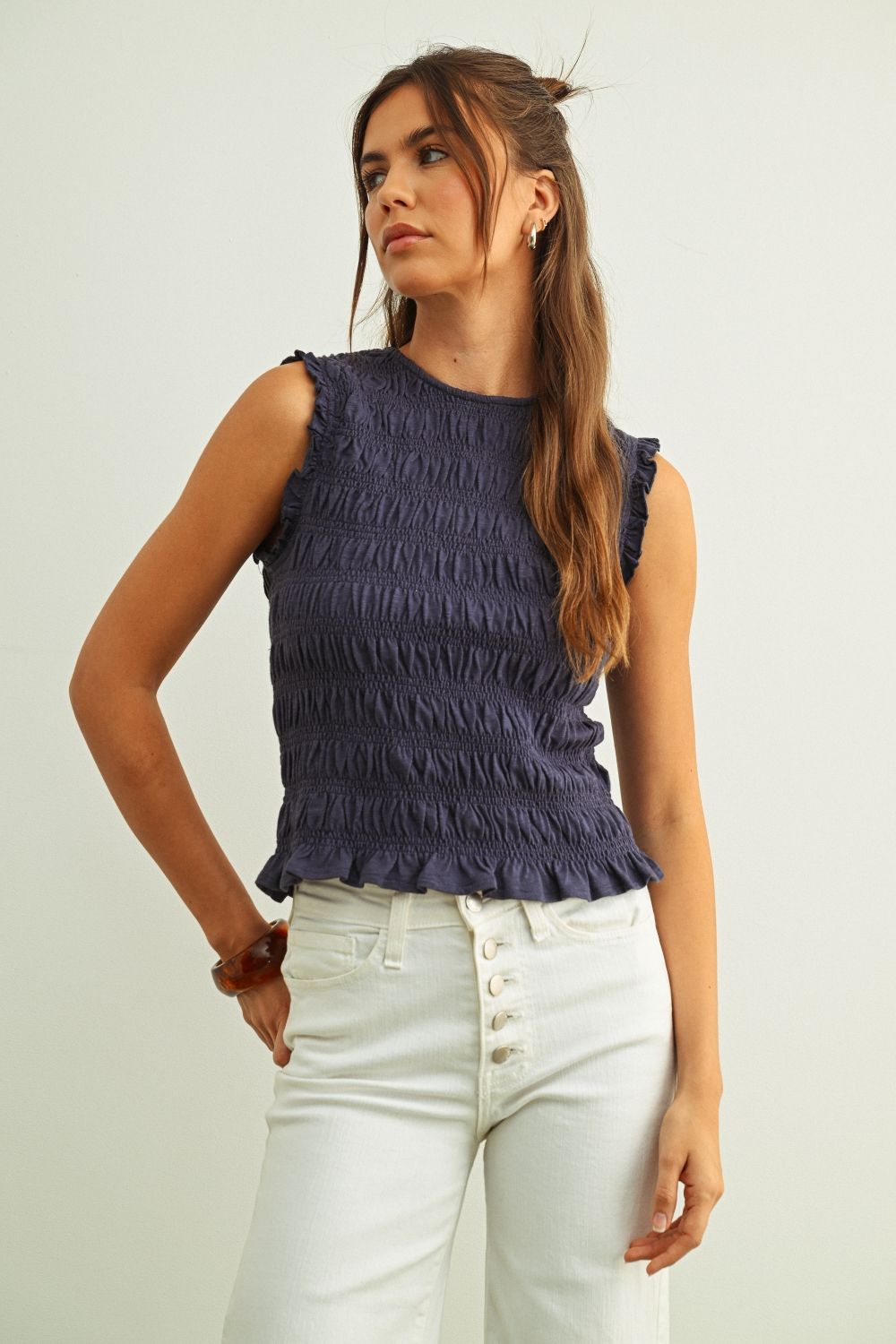 Sleeveless Smocked Top