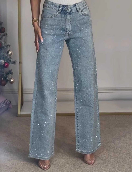Rhinestone Denim Pants