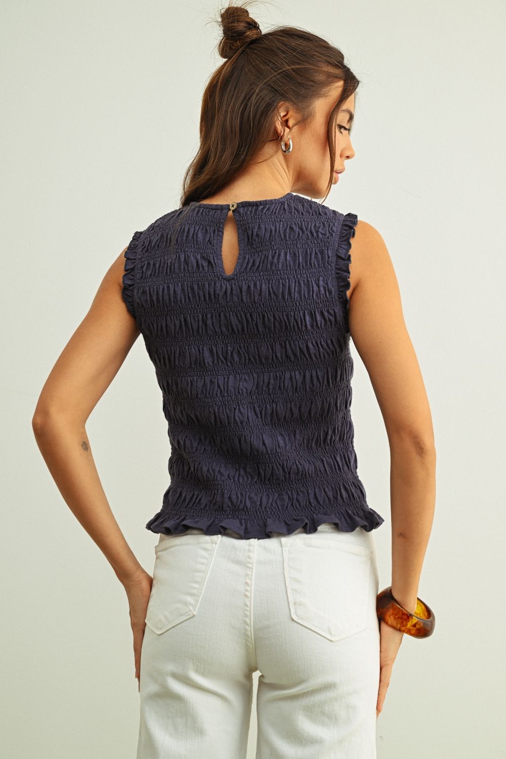 Sleeveless Smocked Top