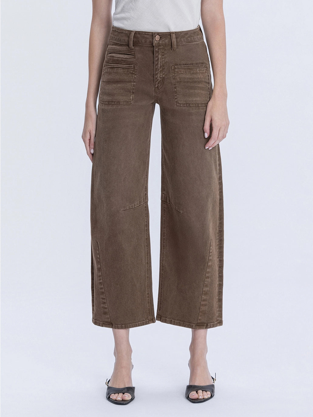 Flying Monkey Coffee High Rise Front Welt Pocket Detail Barrel Jeans