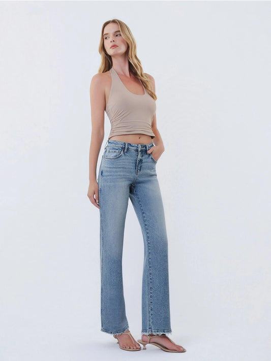 Flying Monkey Mid Rise Medium Wash Slim Wide Jeans