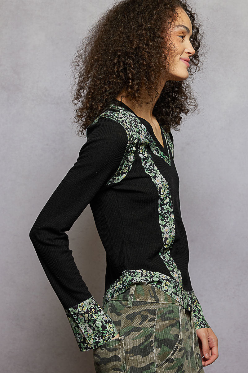 POL Floral Outseam Long Sleeve