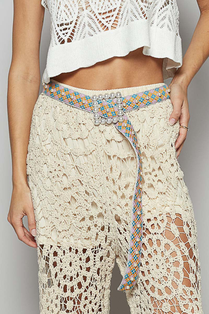 POL Multi Color Pearl Belt