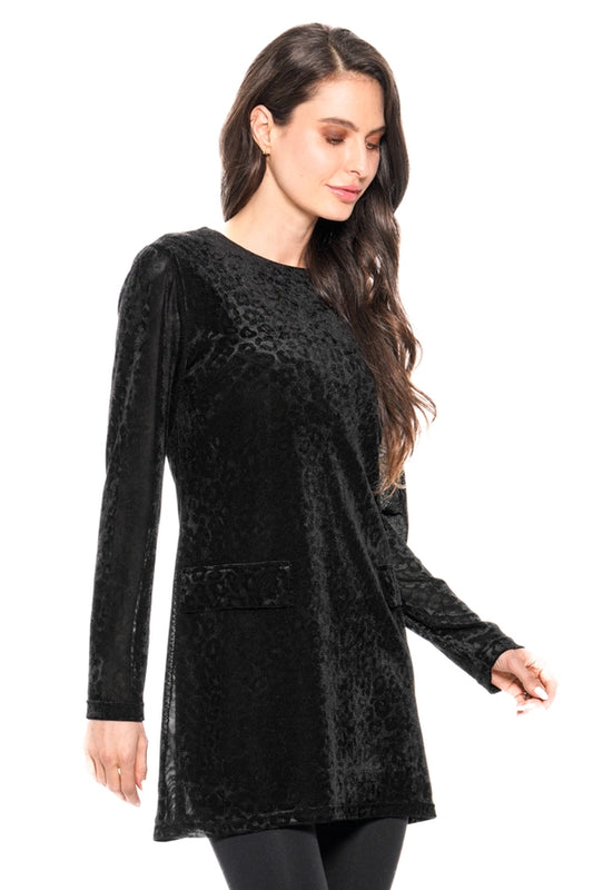Adore Leopard Burnout Velvet Tunic