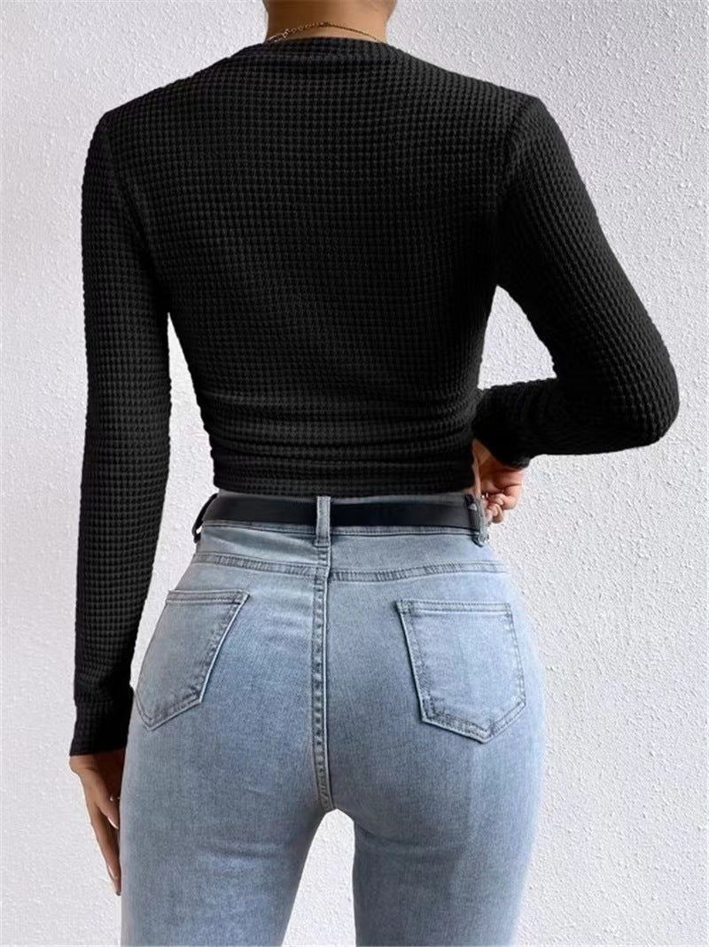 Waffle Fitted Long Sleeve Top