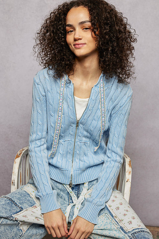 POL Vintage Washed Floral Drawstring Hoodie