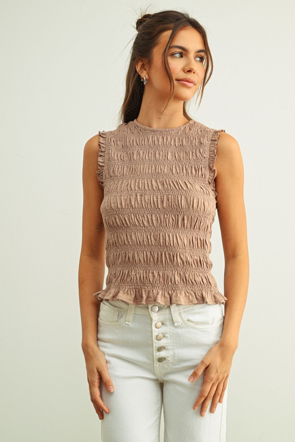 Sleeveless Smocked Top