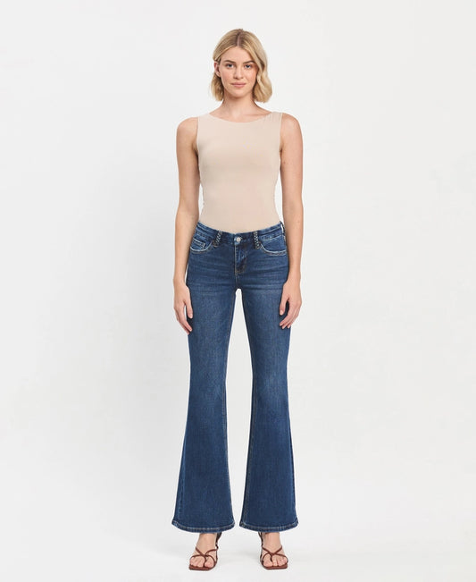 Flying Monkey Low Rise Braided Belt Loop Flare Jeans