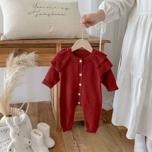 Baby Knitted Flutter Sleeve Romper